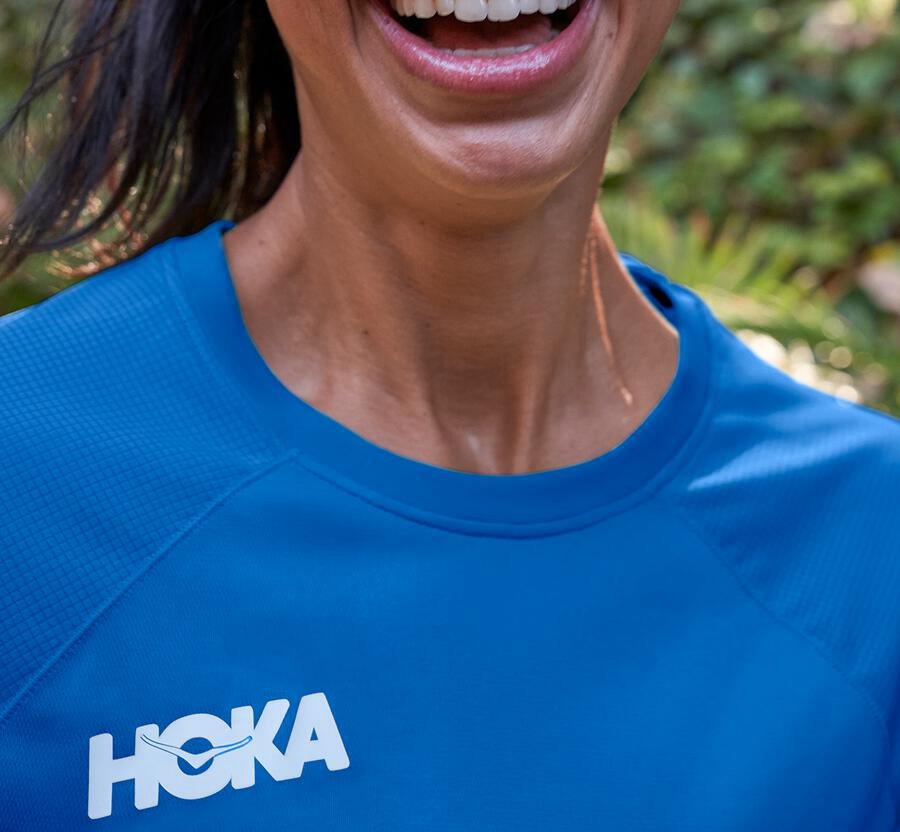 Tops Womens - Hoka One One Performance Long Sleeve - Blue - LHCJINU-59